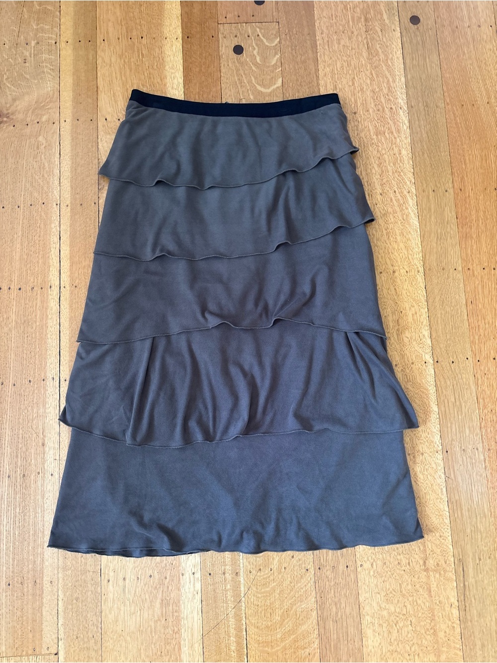 Vintage stiletto suede ruffled maxi skirt